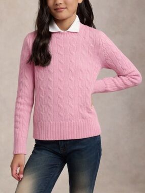 Ralph Lauren Girls Cashmere Classic Cable Knit Sweater